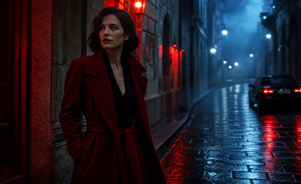 Rainy Night Portrait before color grade